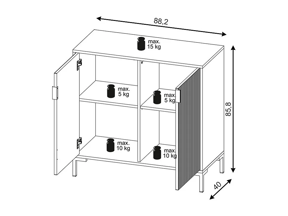Commode Flinn FL06 2P noir / noir mat