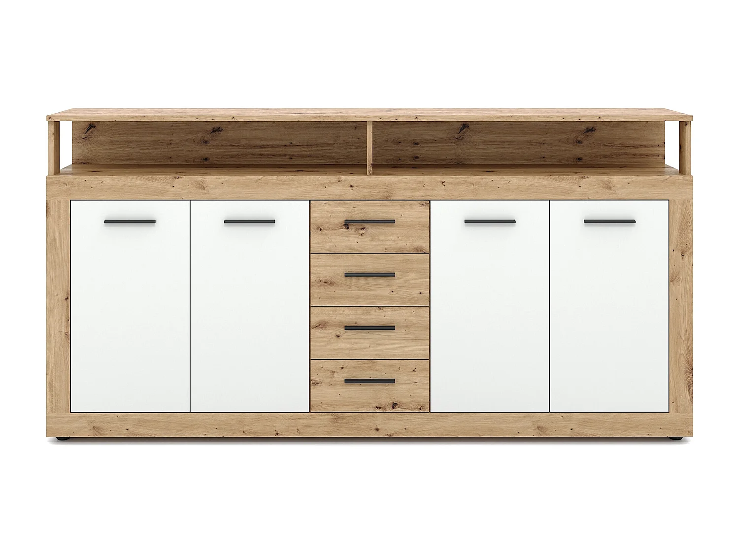Commode Luna XXL 4P4T chêne artisan / blanc