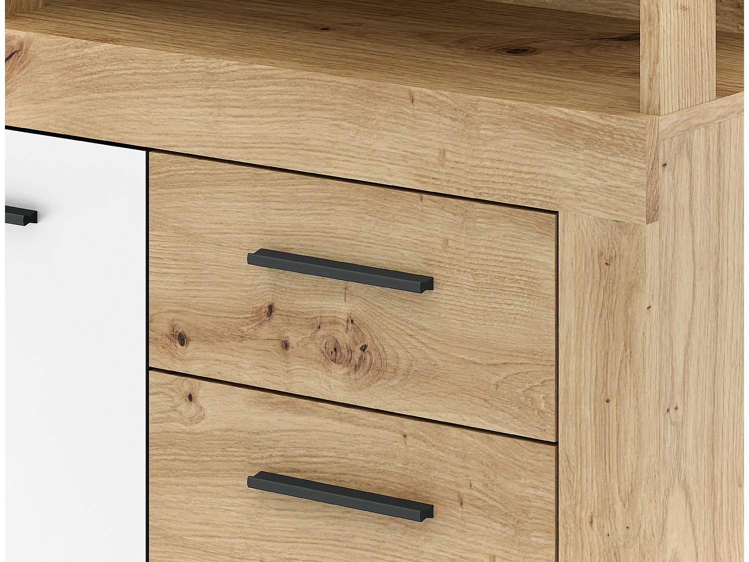 Commode Luna XXL 4P4T chêne artisan / blanc