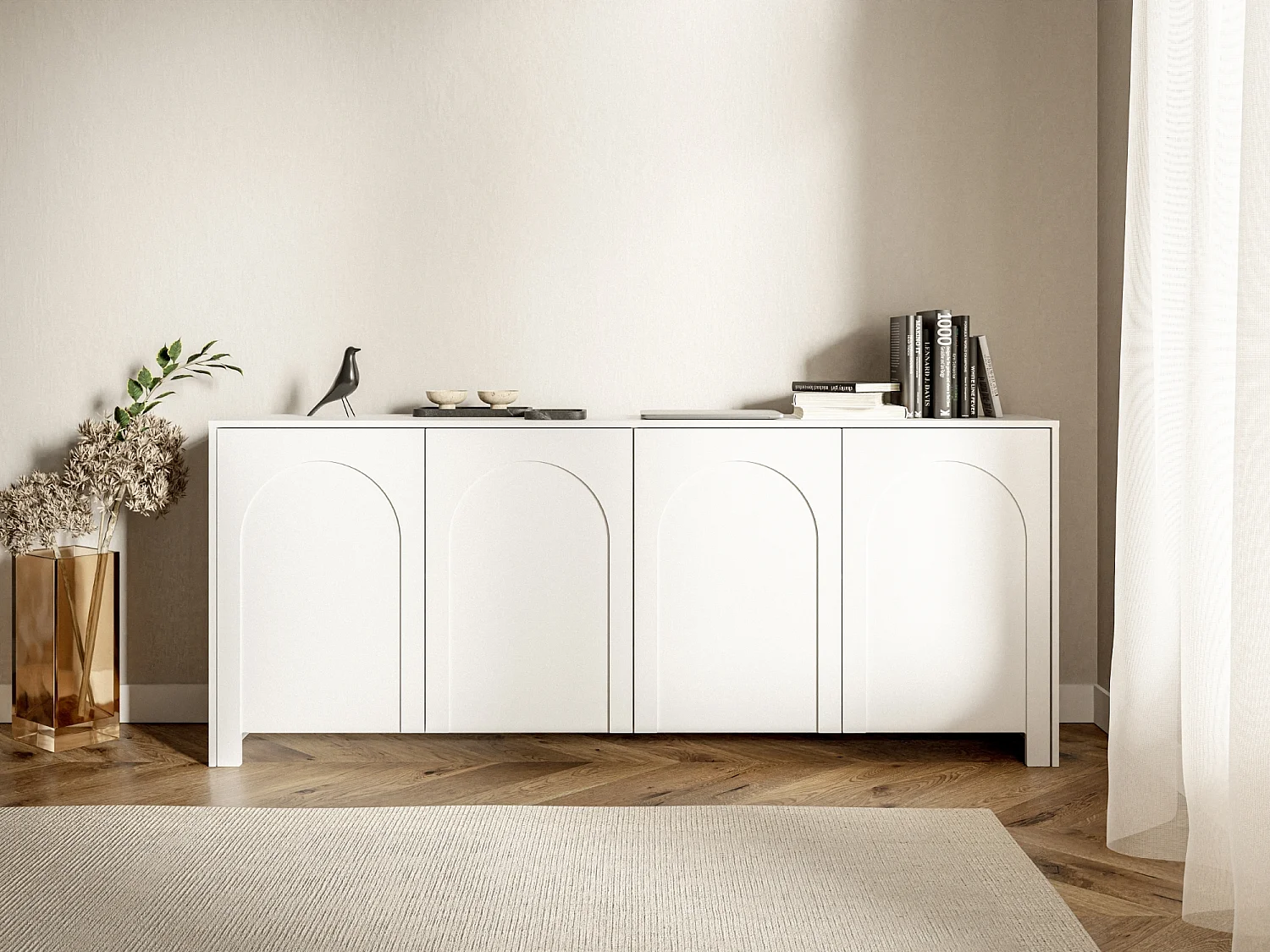 Arco Chest of drawers 4 doors in white