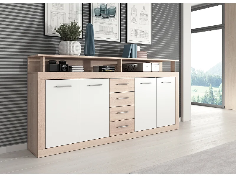 Commode Luna XXL chêne sonoma / blanc