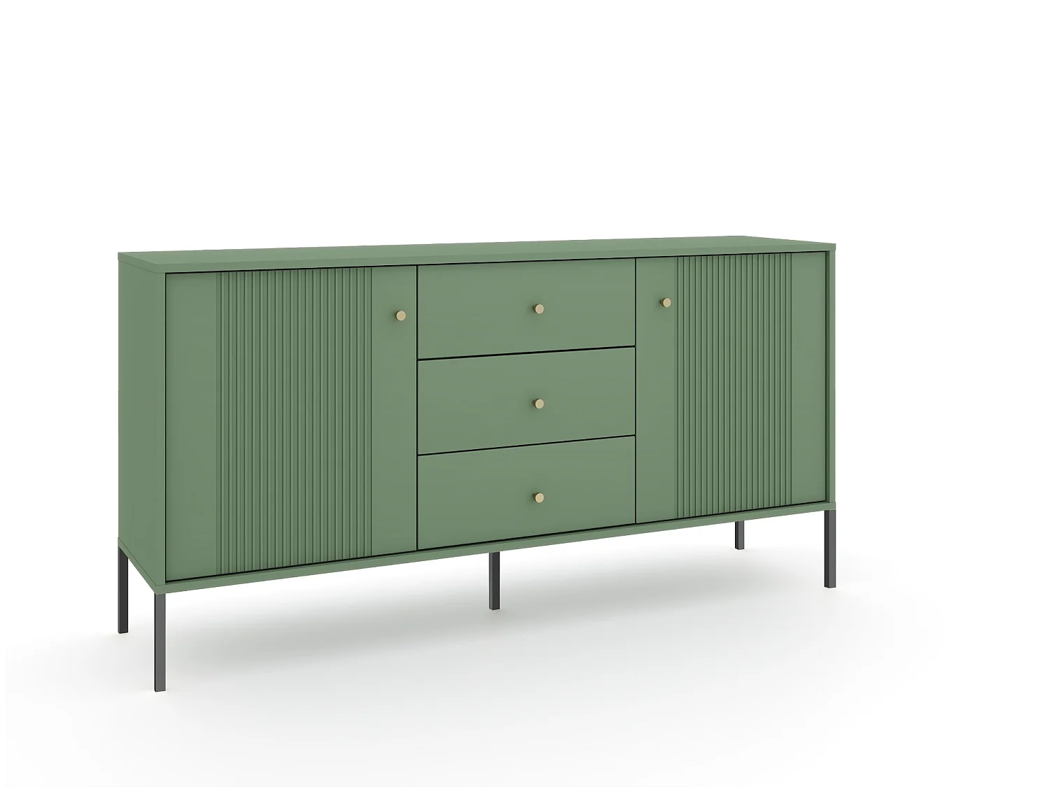 Commode Iseo 2D3L rookgroen / zwart / goud