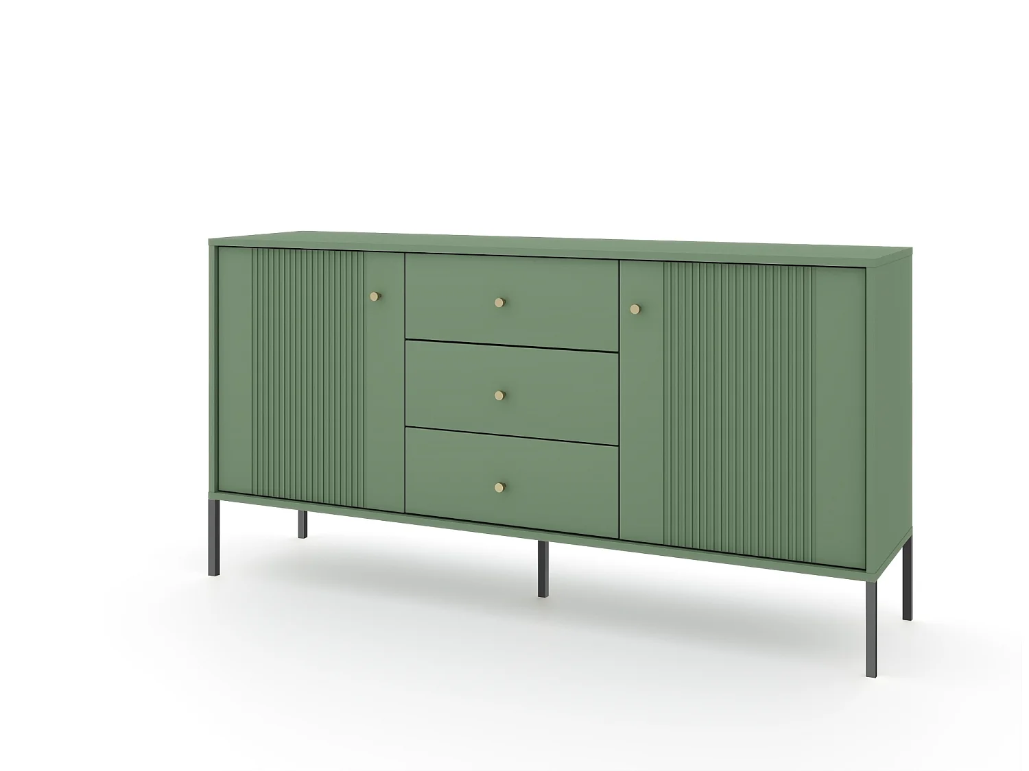 Commode Iseo 2D3L rookgroen / zwart / goud