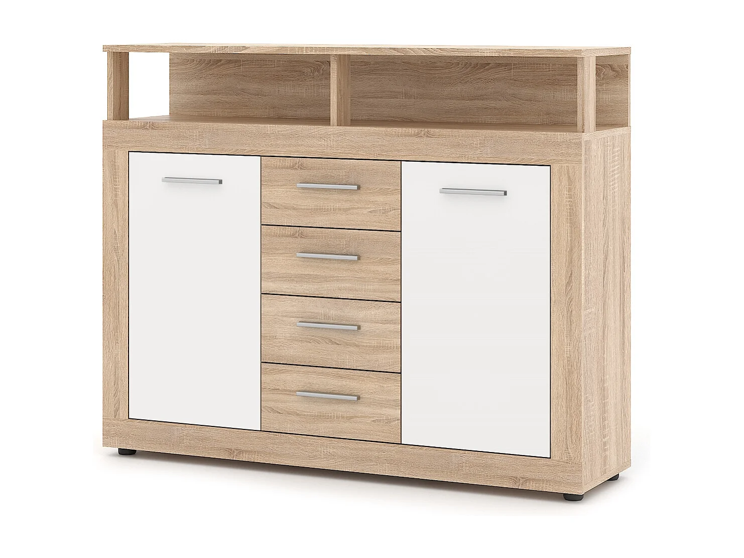 Commode Luna Midi B 2P4T chêne sonoma / blanc