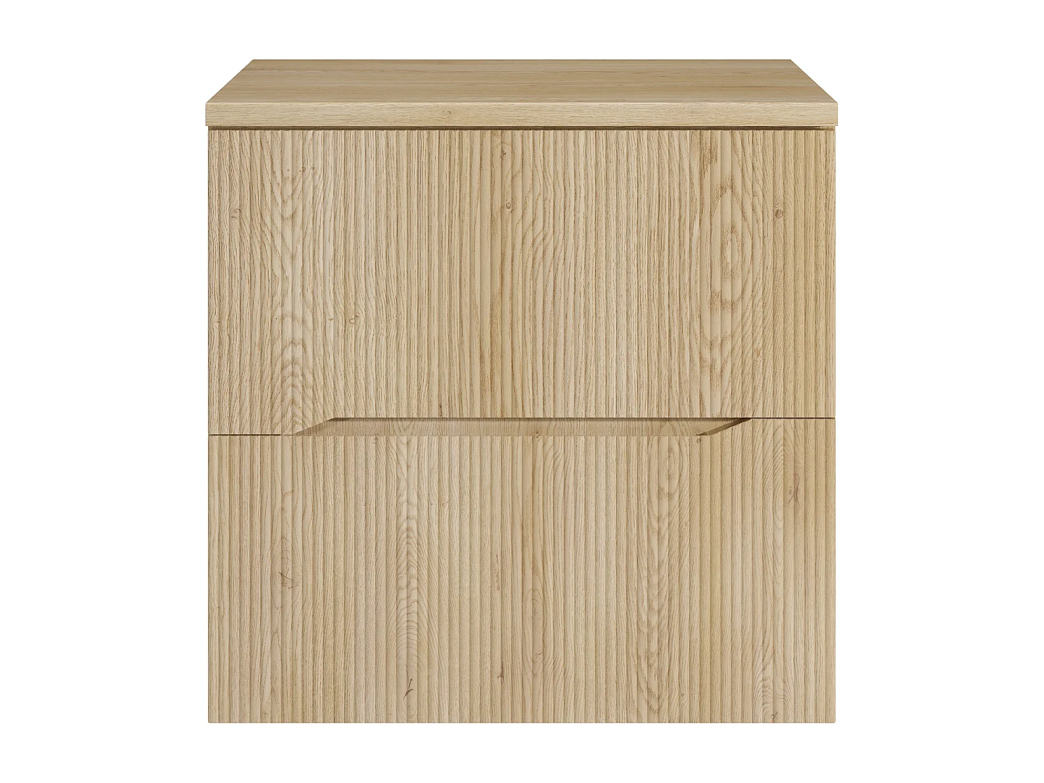 Meuble sous vasque suspendu strié avec planche - Naturel clair - 60 cm - ORISO