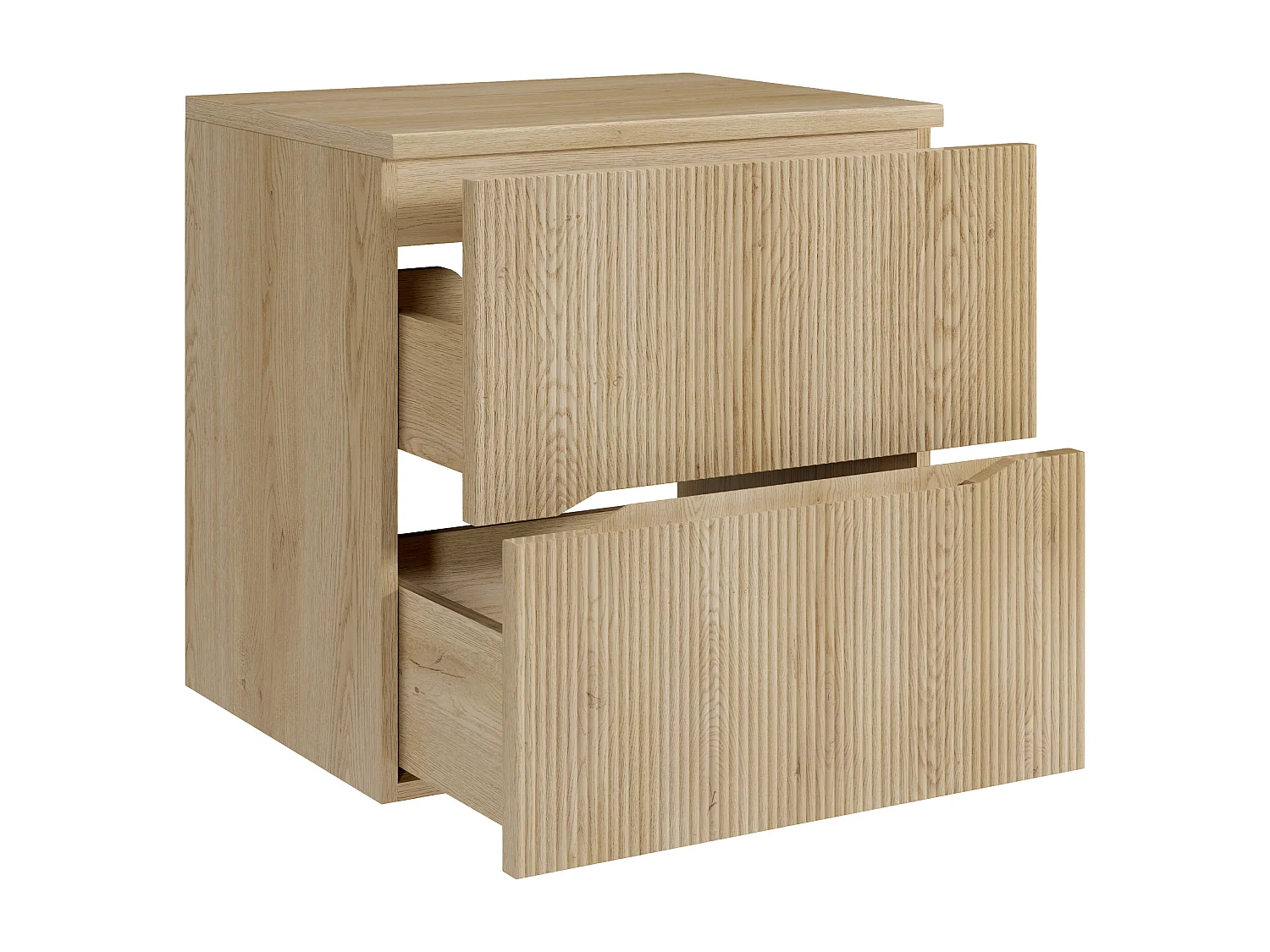 Meuble sous vasque suspendu strié avec planche - Naturel clair - 60 cm - ORISO