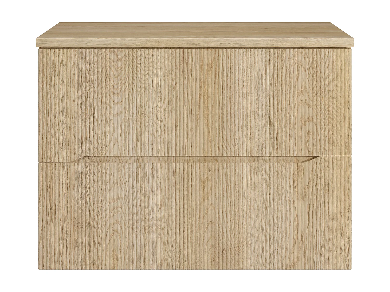 Meuble sous vasque suspendu strié avec planche - Naturel clair - 80 cm - ORISO