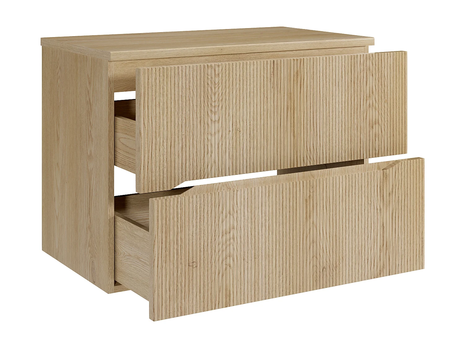 Meuble sous vasque suspendu strié avec planche - Naturel clair - 80 cm - ORISO