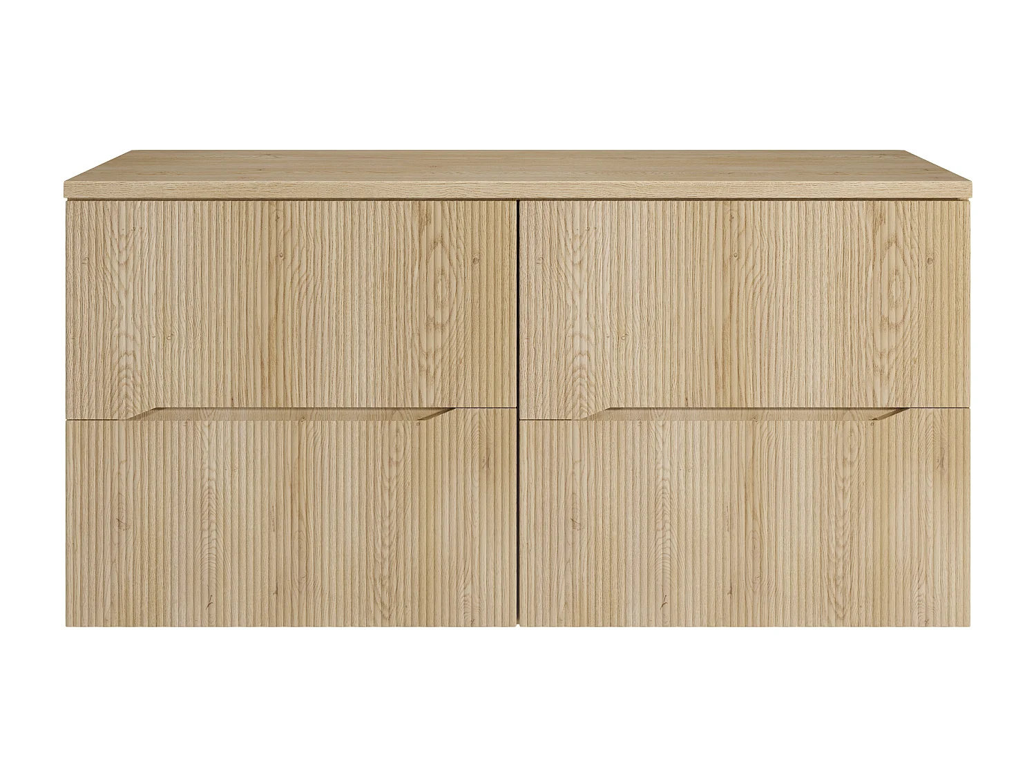 Meuble sous vasque suspendu strié avec planche - Naturel clair - 120 cm - ORISO