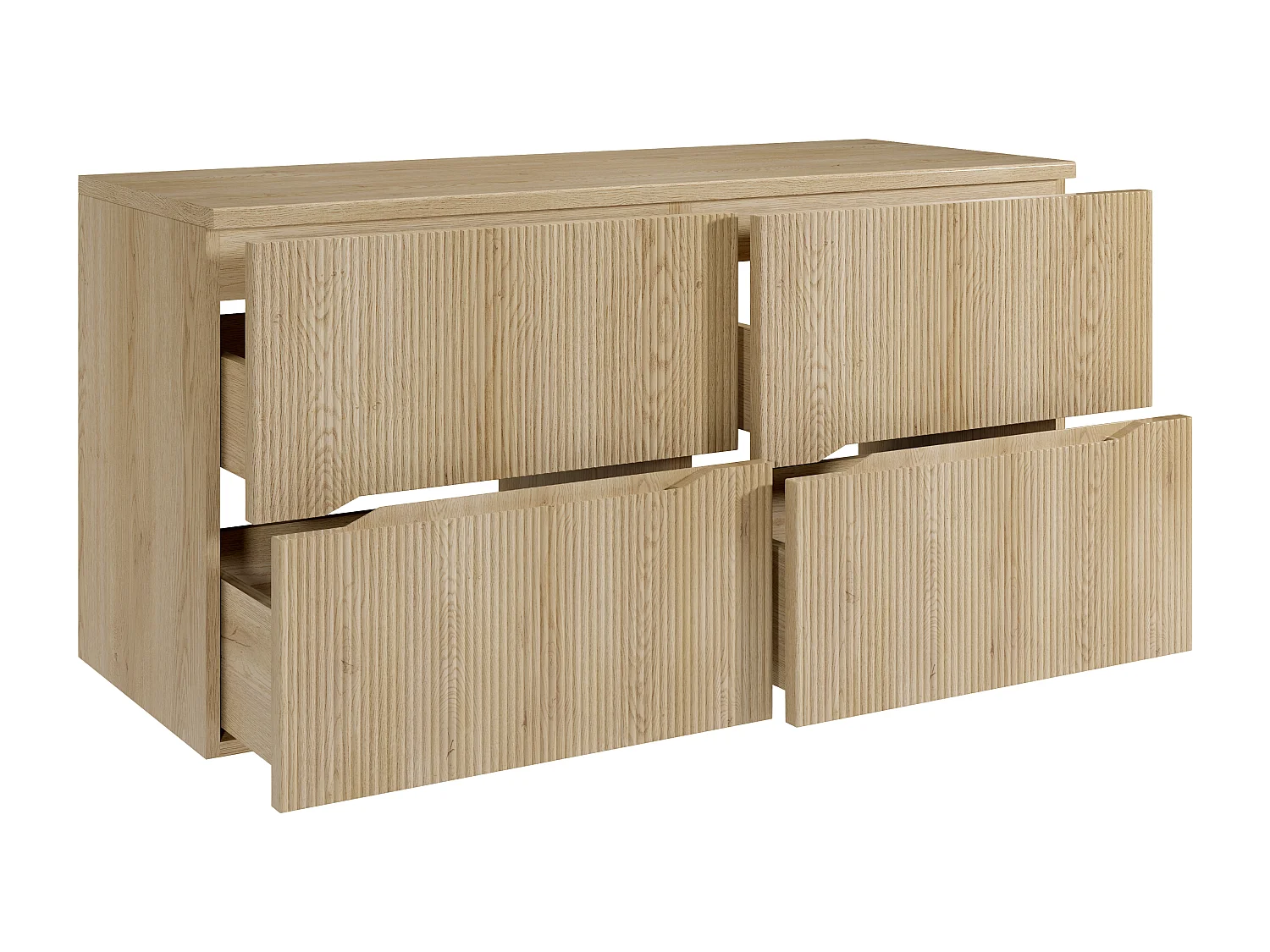 Meuble sous vasque suspendu strié avec planche - Naturel clair - 120 cm - ORISO