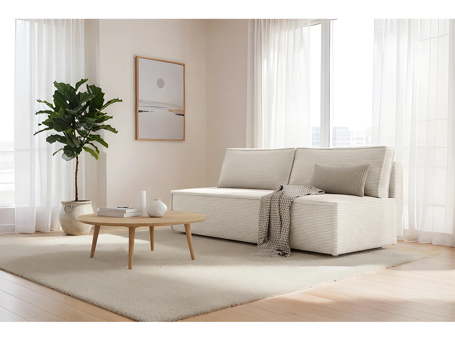 Sofa Kanapa LUNA z funkcją spania kolor beżowy