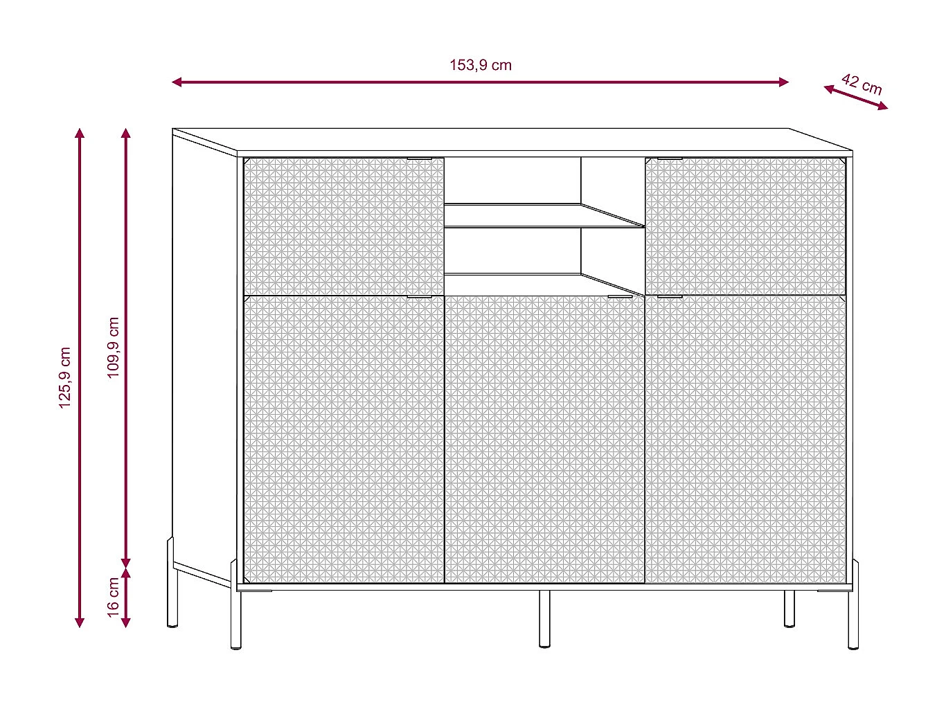 Cómoda Diamond DI03 5C blanco brillo LED