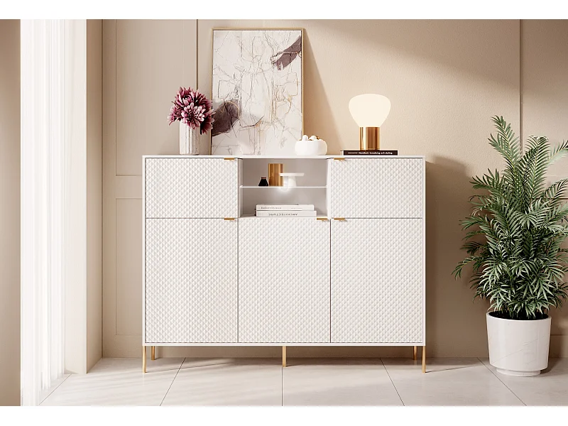 Cómoda Diamond DI03 5C blanco brillo LED