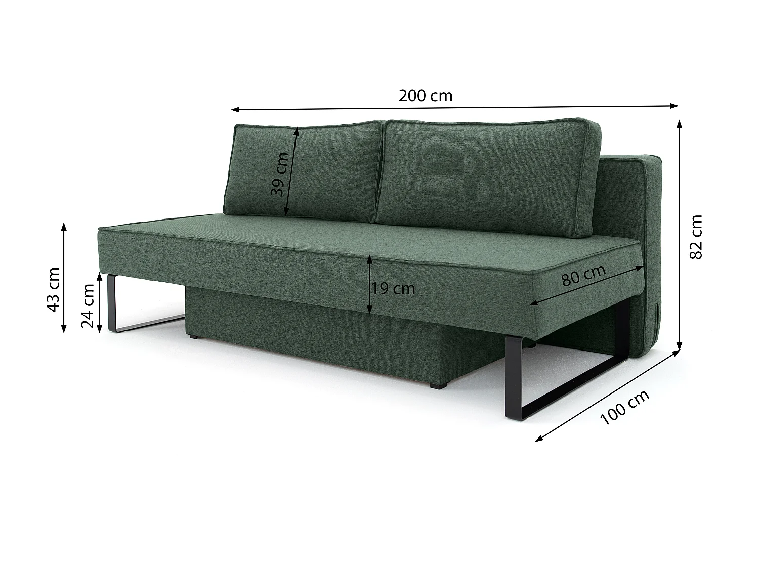 Sofa Nomi 3 osobowa Tkanina Faro 07 Zielony