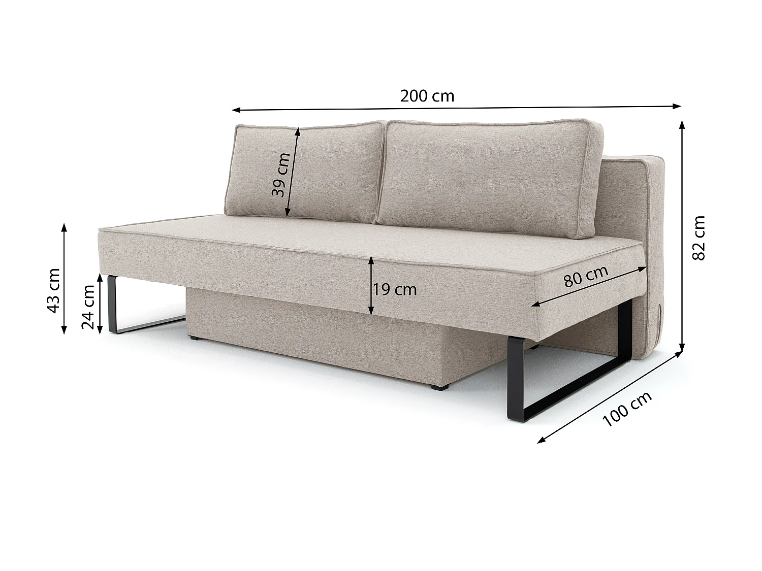 Sofa Nomi 3 osobowa Tkanina Faro 01 Jasny Szary