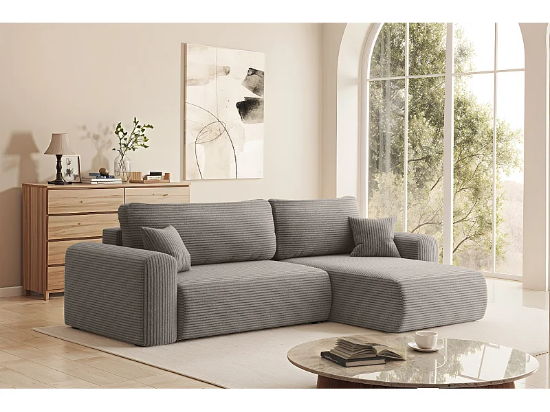 Uniwersalny narożnik z funkcją spania, do salonu, CAPRI L, szary