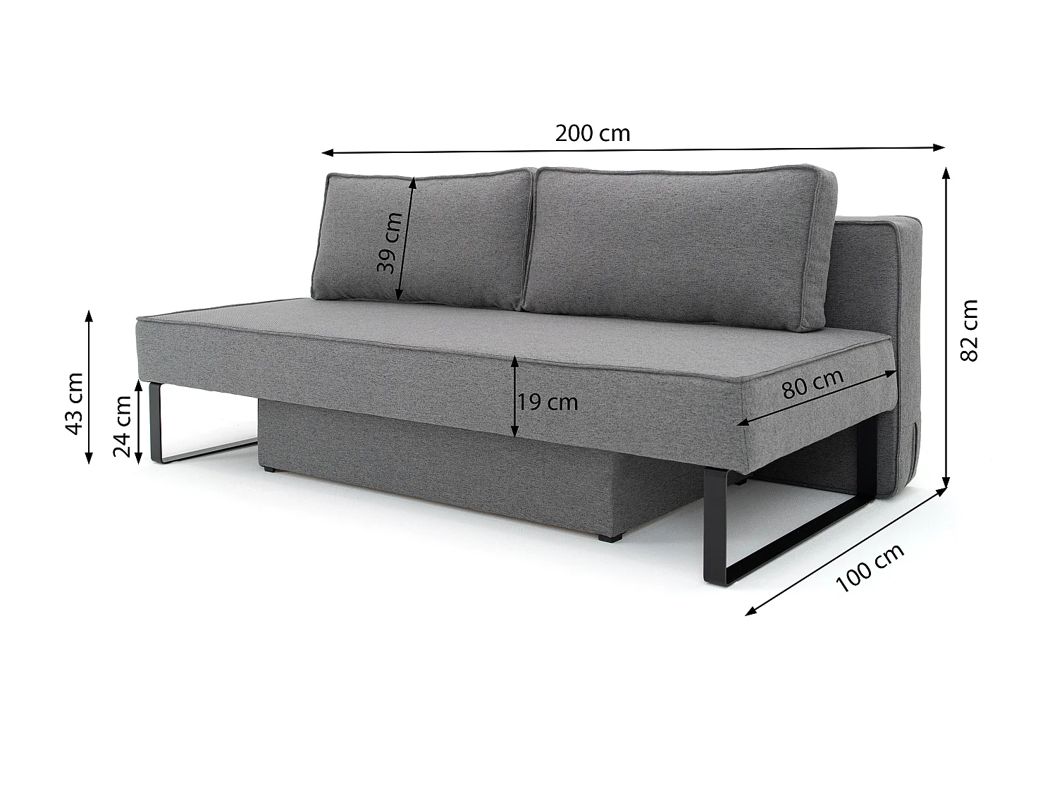 Sofa Nomi 3 osobowa Tkanina Faro 23 Szary