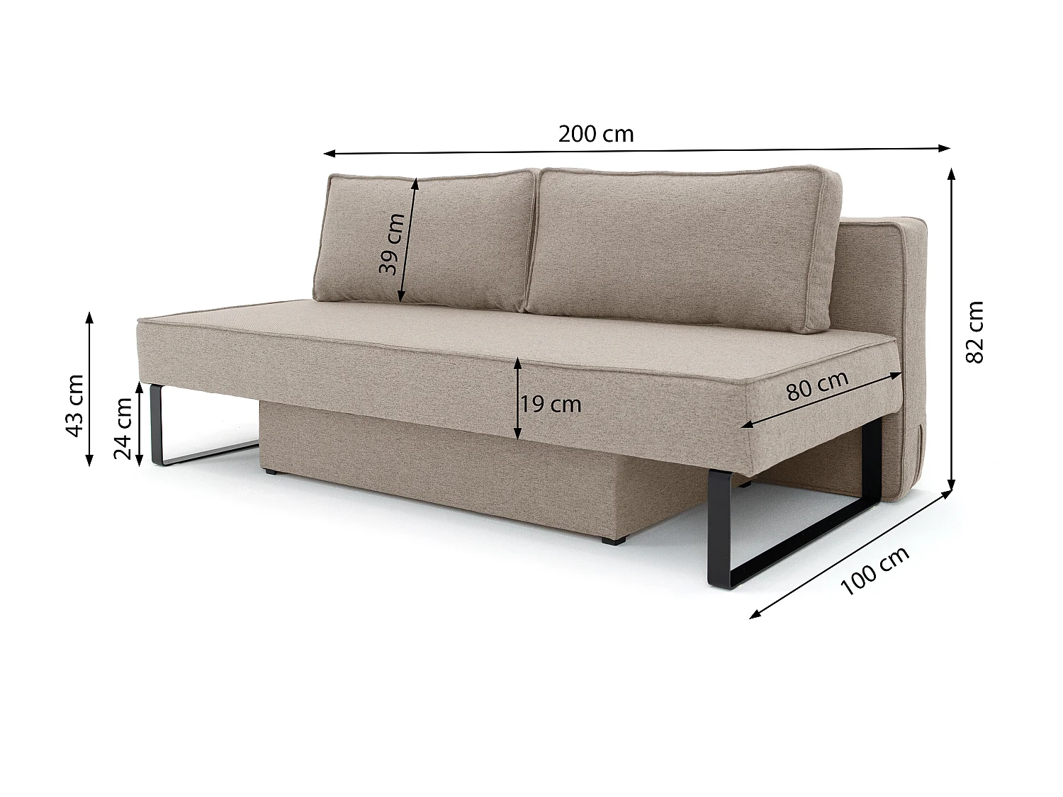 Sofa Nomi 3 osobowa Tkanina Faro 02 Beż Jasny Brąz