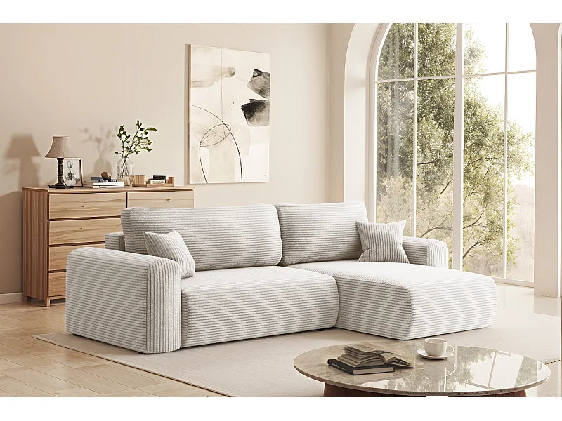 Uniwersalny narożnik z funkcją spania, do salonu, CAPRI L, beżowy