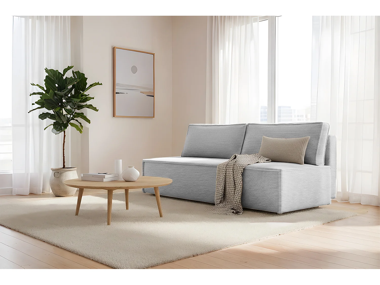 Sofa Kanapa LUNA z funkcją spania kolor jasny szary