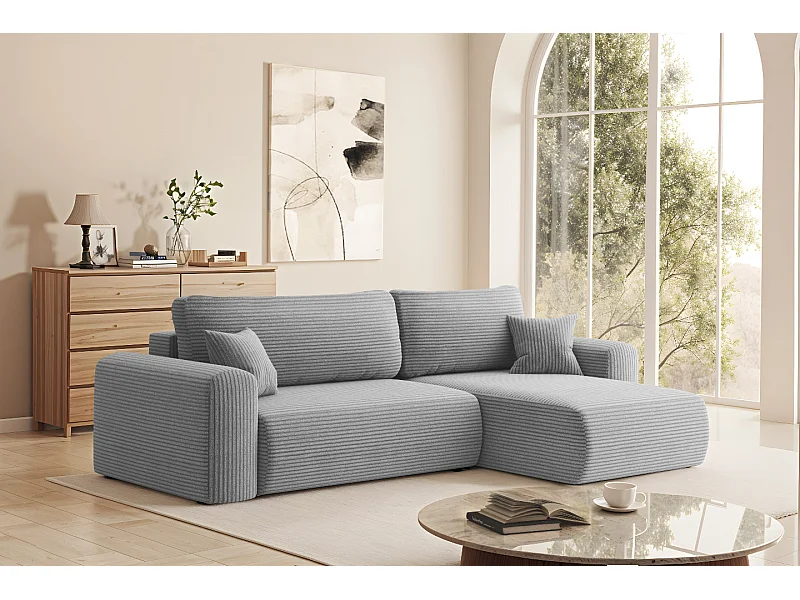 Uniwersalny narożnik z funkcją spania, do salonu, CAPRI L, jasnoszary