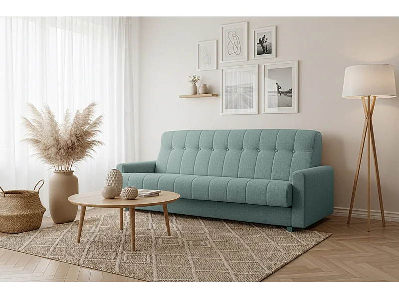 Wersalka Herbi z funkcją spania, do salonu, tkanina Herbi, błękit