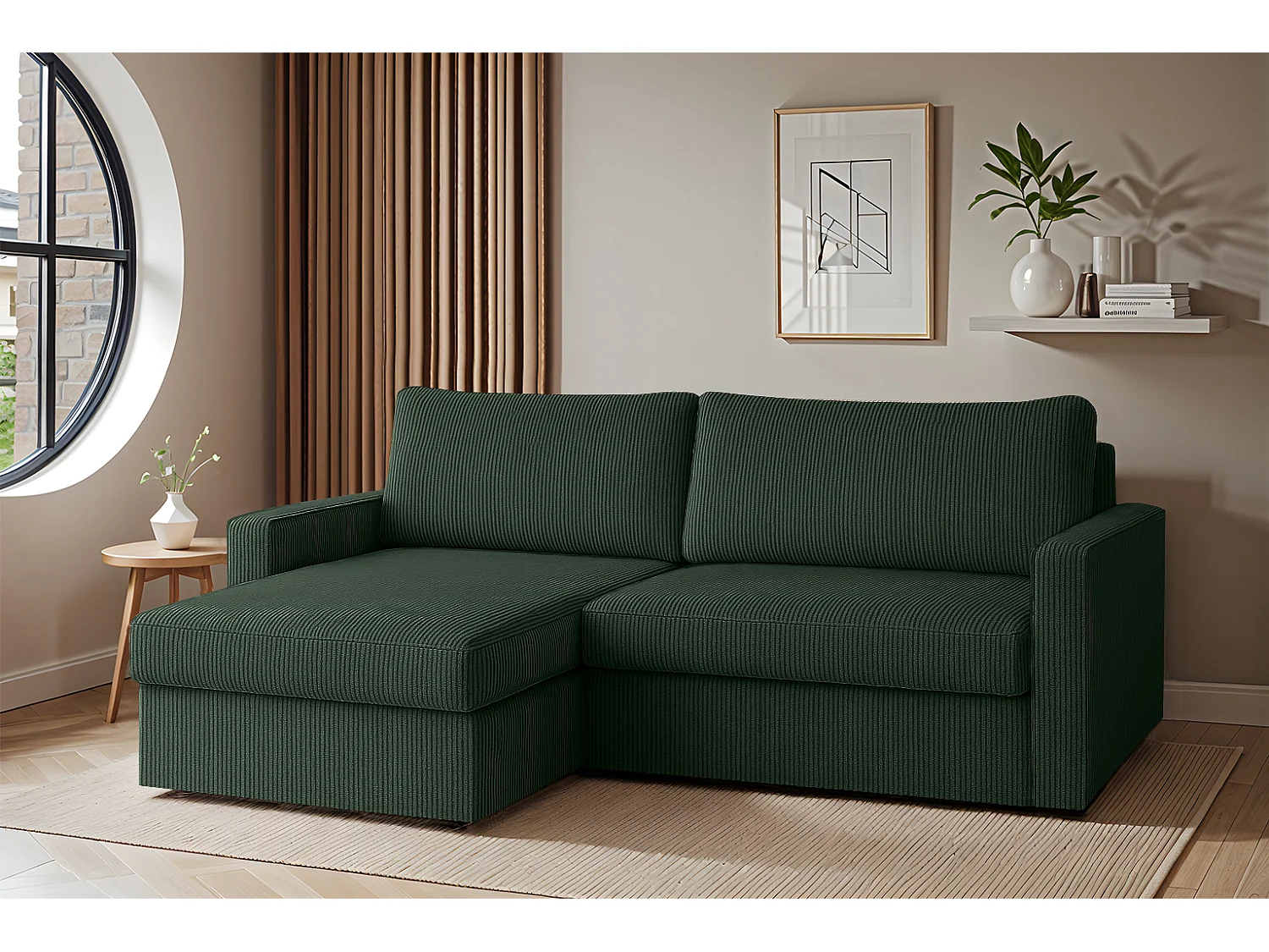 Uniwersalny narożnik Faro Mini z funkcją spania, do salonu, Poso, zielony