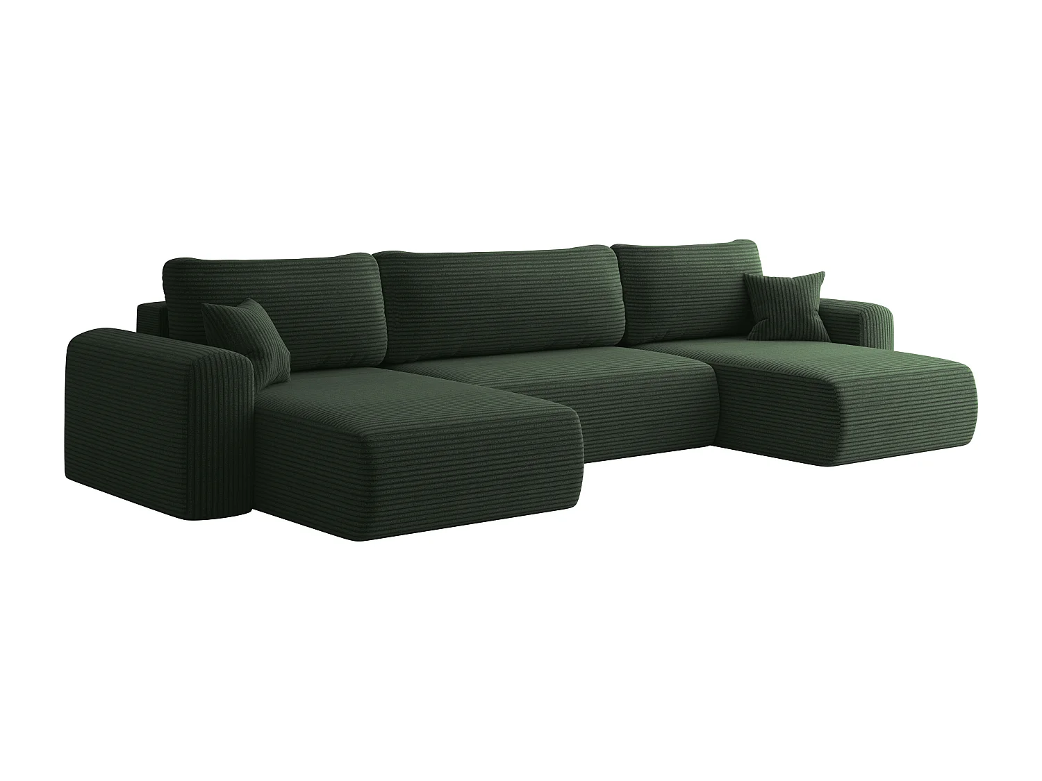 Sofa narożnik CAPRI U z funkcją spania, do salonu, ciemnozielony