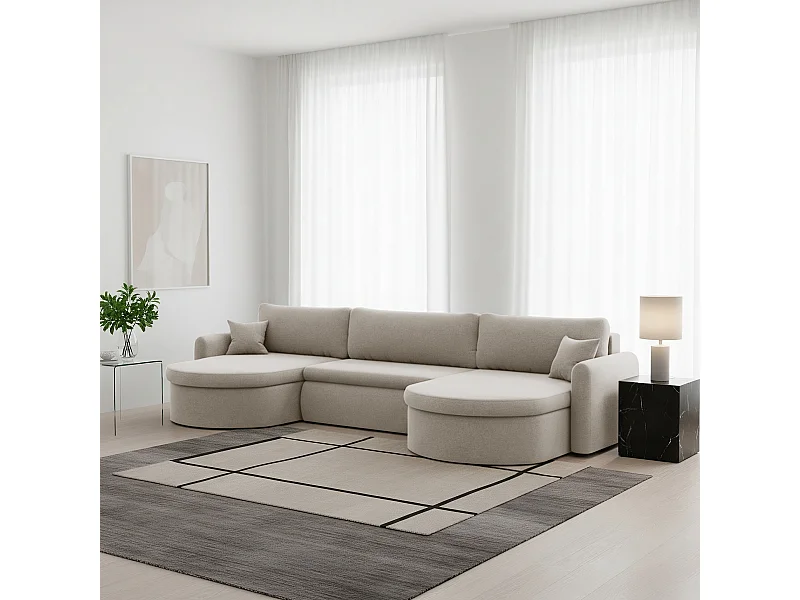 Uniwersalny narożnik Verona U z funkcją spania, do salonu, jasnoszary