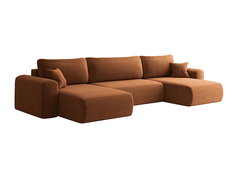 Sofa narożnik CAPRI U z funkcją spania, do salonu, ceglany