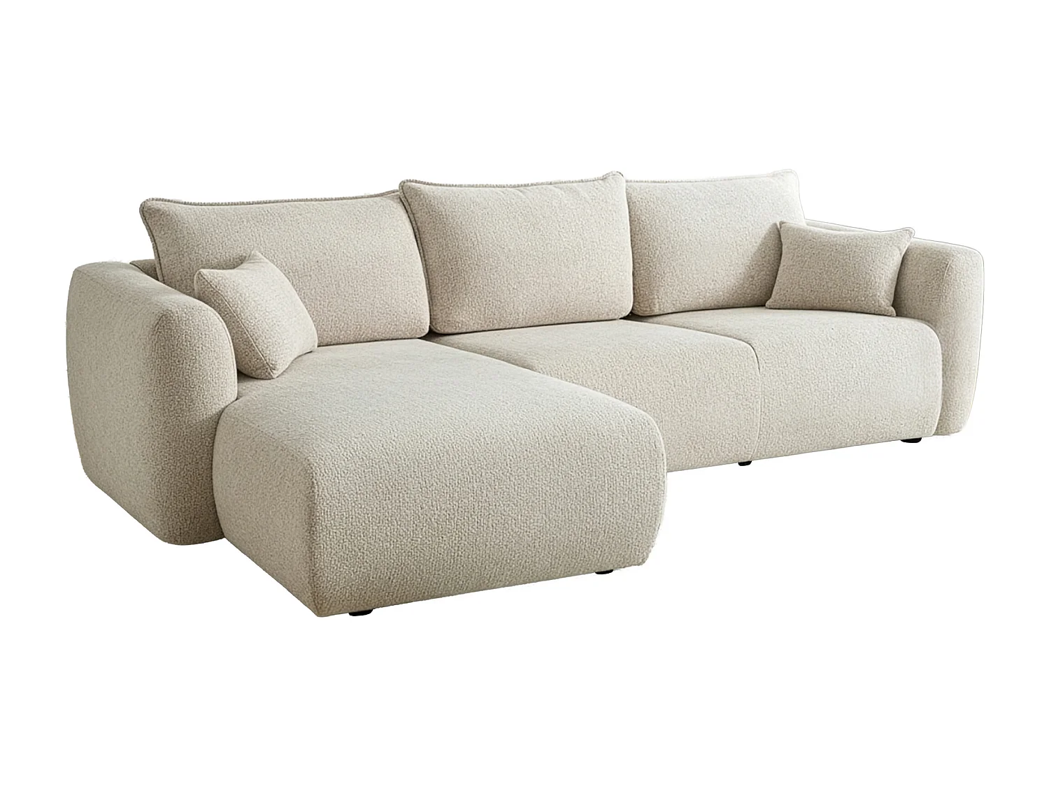 Uniwersalny narożnik Flora z funkcją spania, do salonu, tkanina Bella, ecru