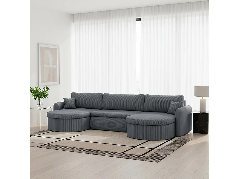 Uniwersalny narożnik Verona U z funkcją spania, do salonu, szary