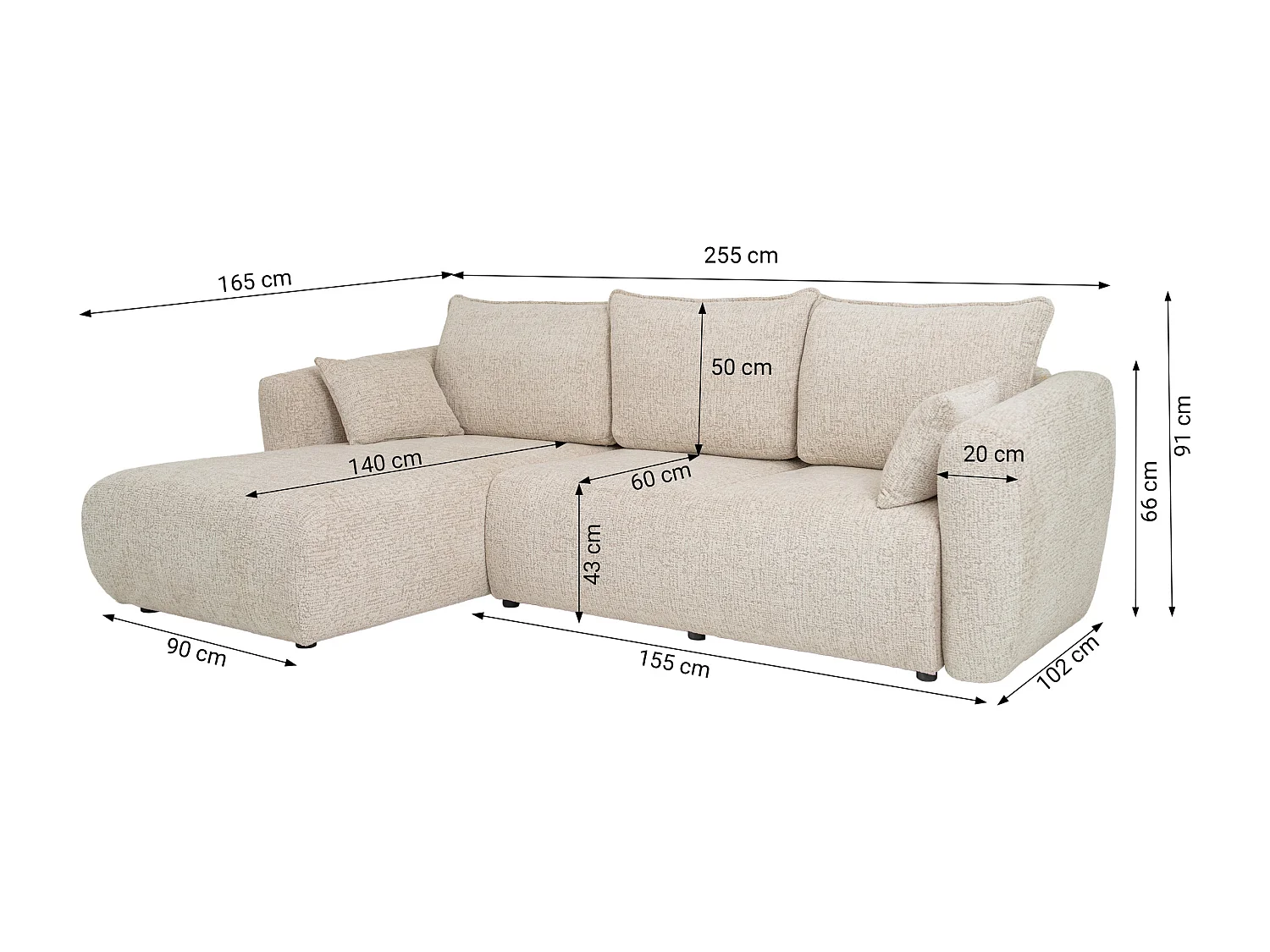 Uniwersalny narożnik Flora z funkcją spania, do salonu, Bella, szary