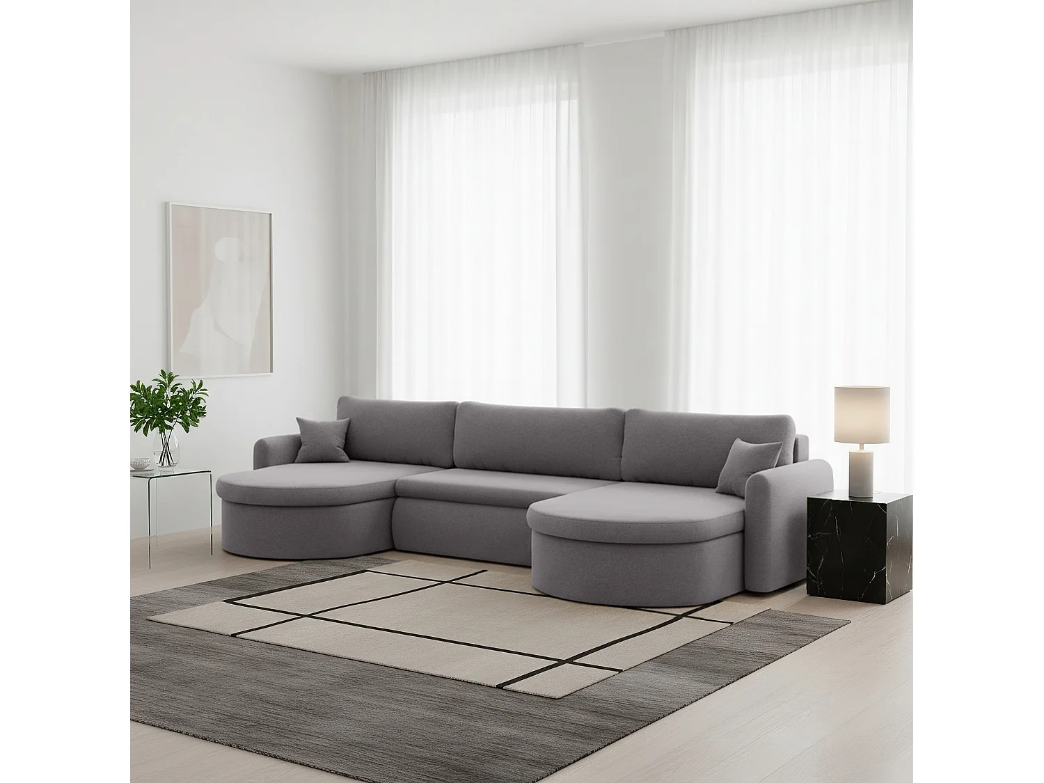 Uniwersalny narożnik Verona U z funkcją spania, do salonu, szary