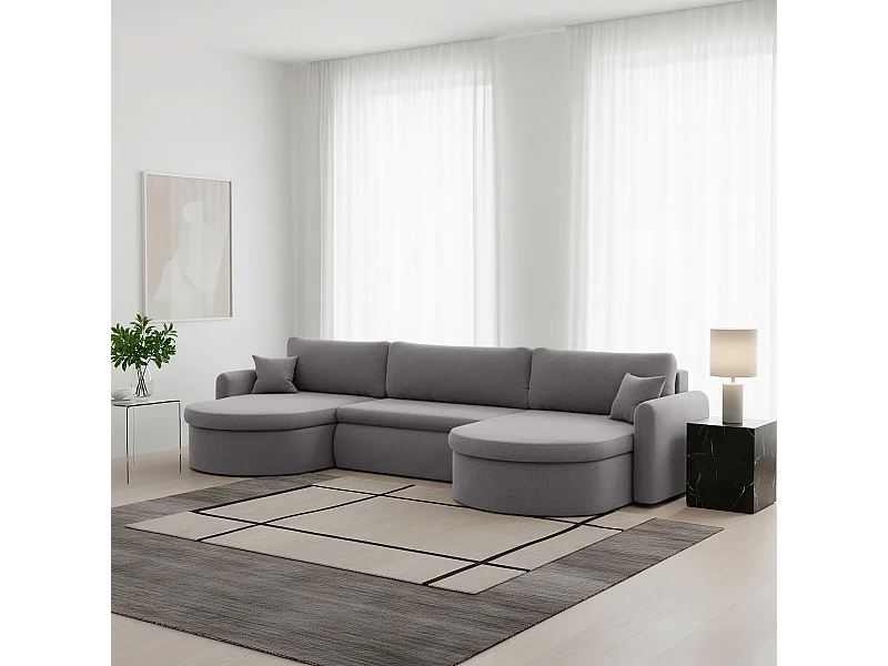 Uniwersalny narożnik Verona U z funkcją spania, do salonu, szary