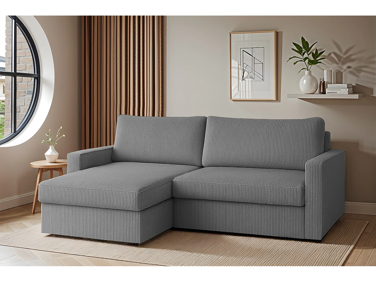 Uniwersalny narożnik Faro Mini z funkcją spania, do salonu, Poso, szary