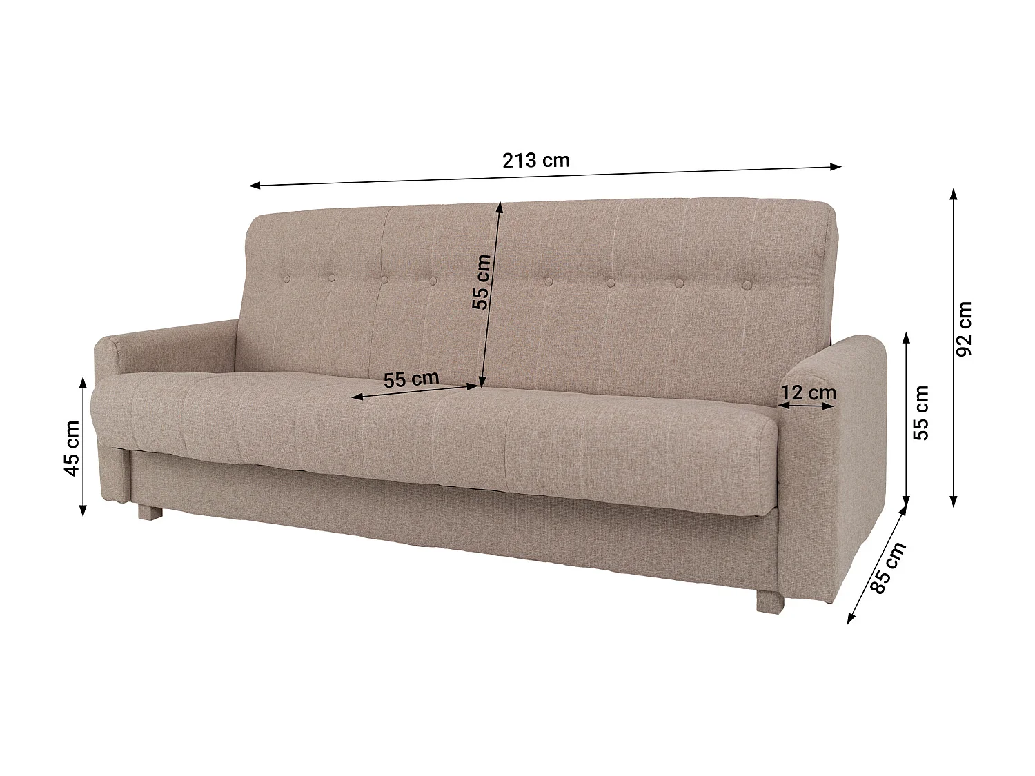 Wersalka Herbi z funkcją spania, do salonu, tkanina Herbi, jasnozielony