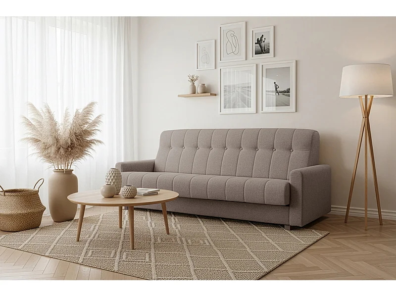 Wersalka Herbi z funkcją spania, do salonu, tkanina Herbi, szarobrązowy