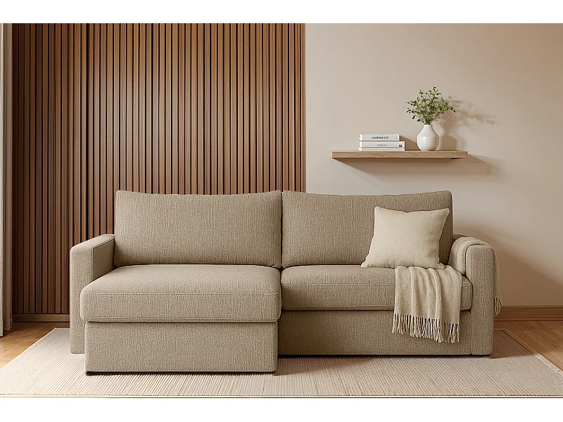 Uniwersalny narożnik Faro Mini z funkcją spania, do salonu, Faro, beż