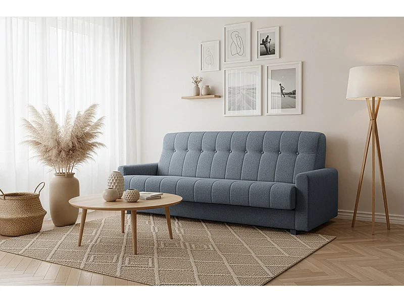 Wersalka Herbi z funkcją spania, do salonu, tkanina Herbi, granatowy