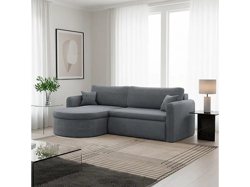 Uniwersalny narożnik Verona L z funkcją spania, do salonu, szary