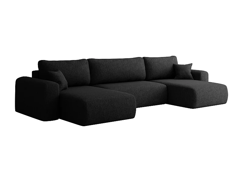 Sofa narożnik CAPRI U, z funkcją spania, do salonu, czarny