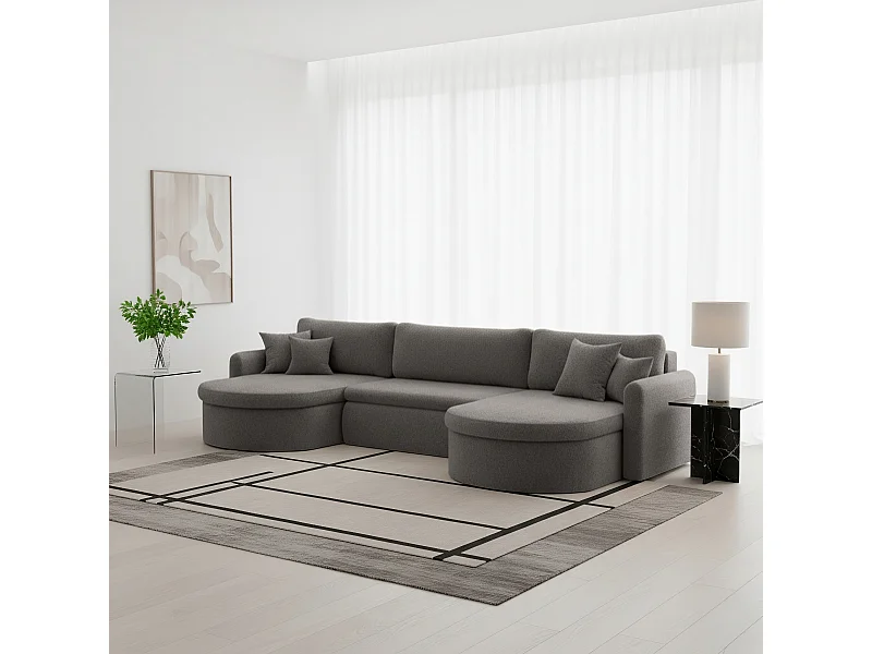 Uniwersalny narożnik Verona U z funkcją spania, do salonu, szary