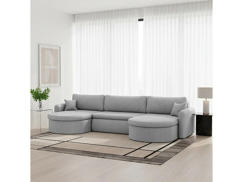 Uniwersalny narożnik Verona U z funkcją spania, do salonu, jasnoszary