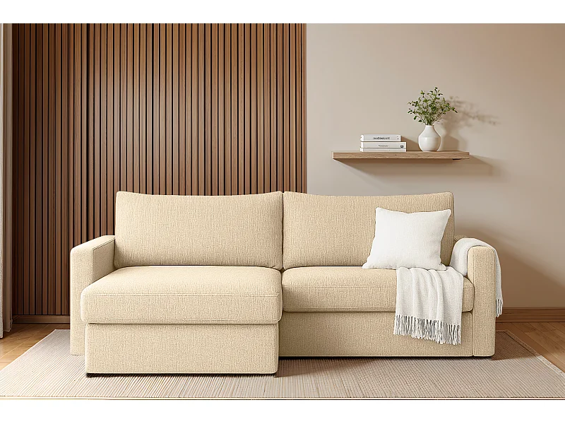 Uniwersalny narożnik Faro Mini z funkcją spania, do salonu, Faro, ecru