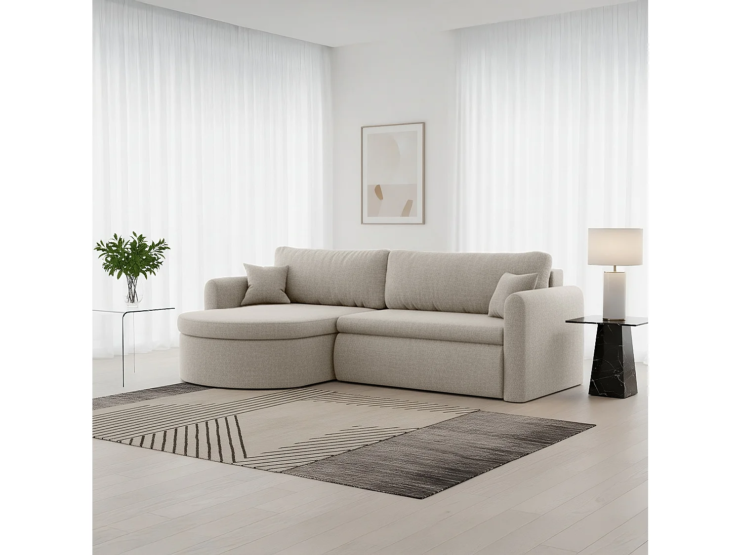 Uniwersalny narożnik Verona L z funkcją spania, do salonu, jasnoszary