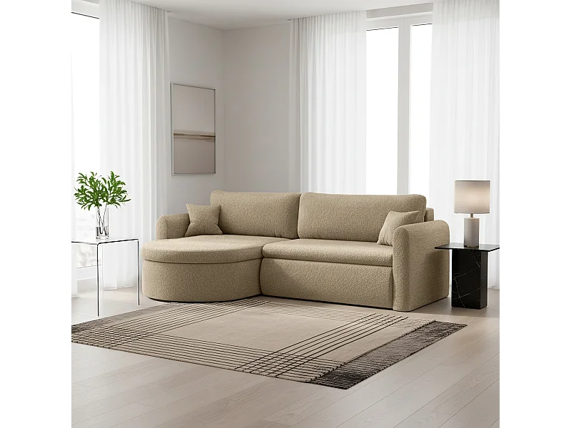 Uniwersalny narożnik Verona L z funkcją spania, do salonu, beżowy