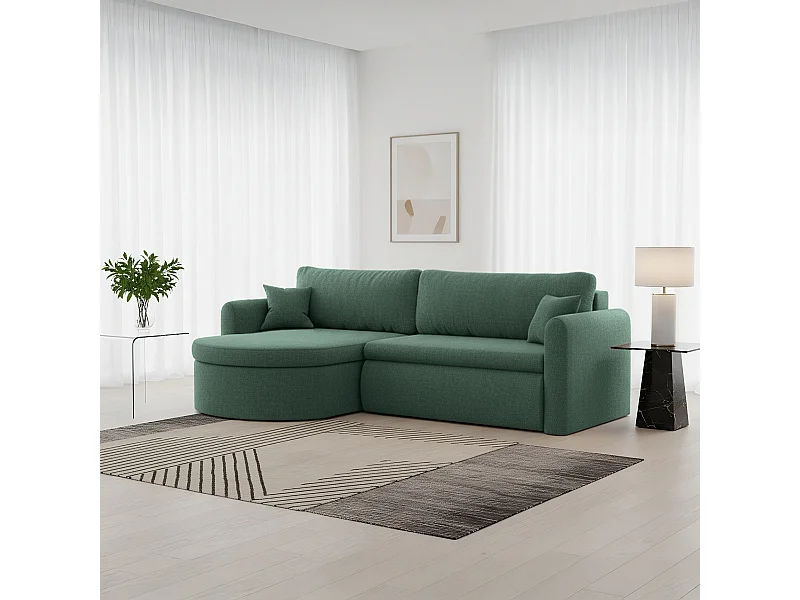 Uniwersalny narożnik Verona L z funkcją spania, do salonu, zielony
