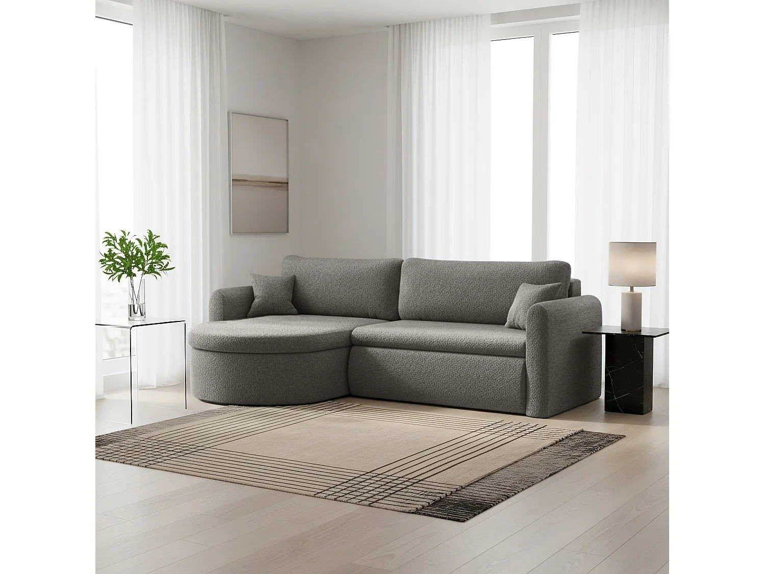 Uniwersalny narożnik Verona L z funkcją spania, do salonu, szary