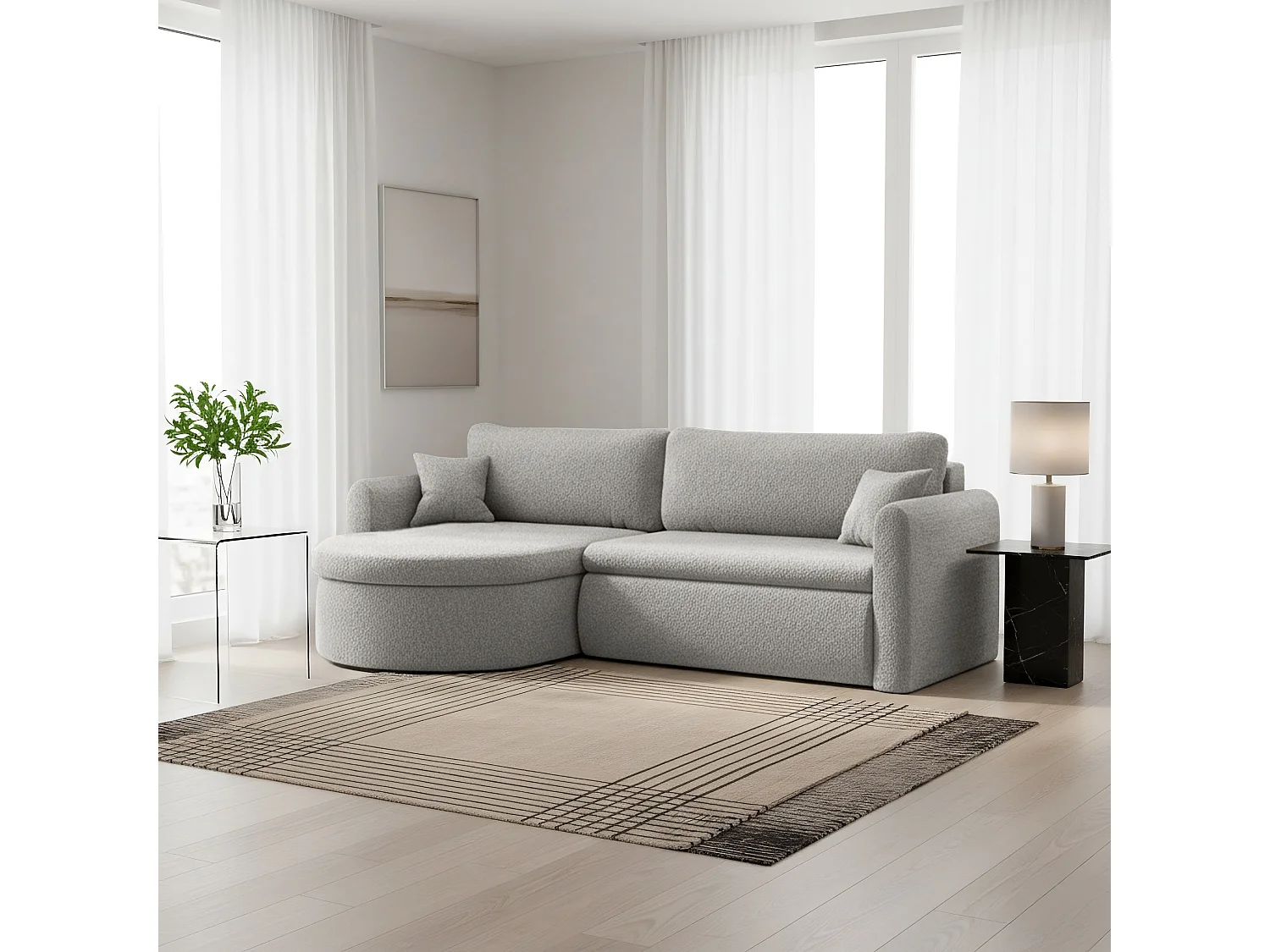 Uniwersalny narożnik Verona L z funkcją spania, do salonu, jasnoszary